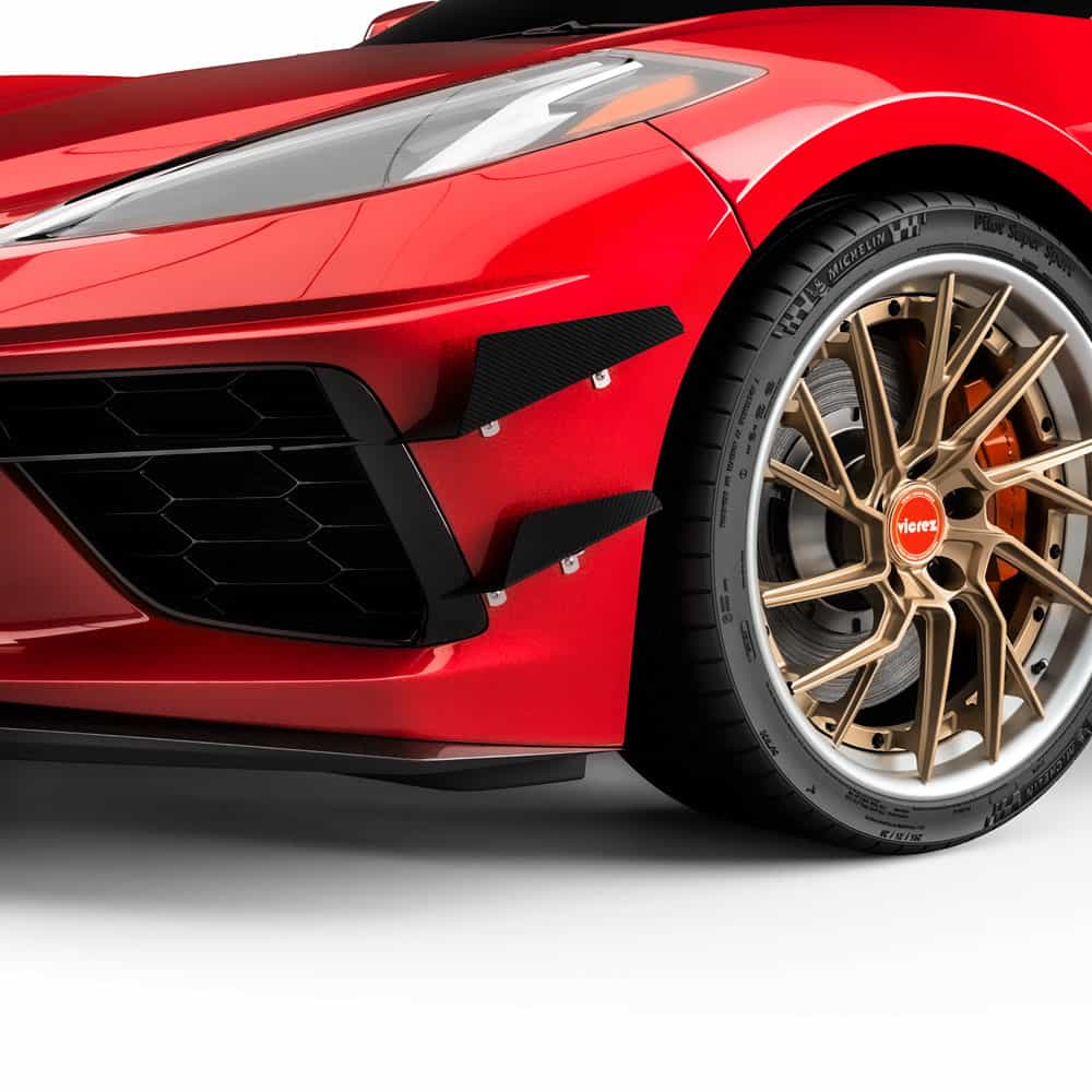 Vicrez 4VR + 3VR Front Bumper Canards vz102246 | Chevrolet Corvette C8 2020-2026