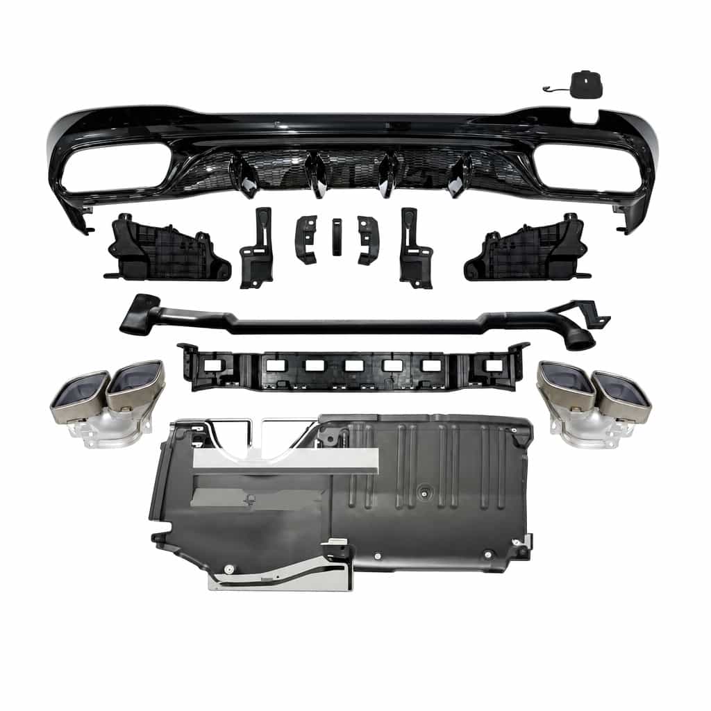 Vicrez AMG Rear Diffuser with Silver Tips vz106186 | Mercedes-Benz C Class C63 2021-2026