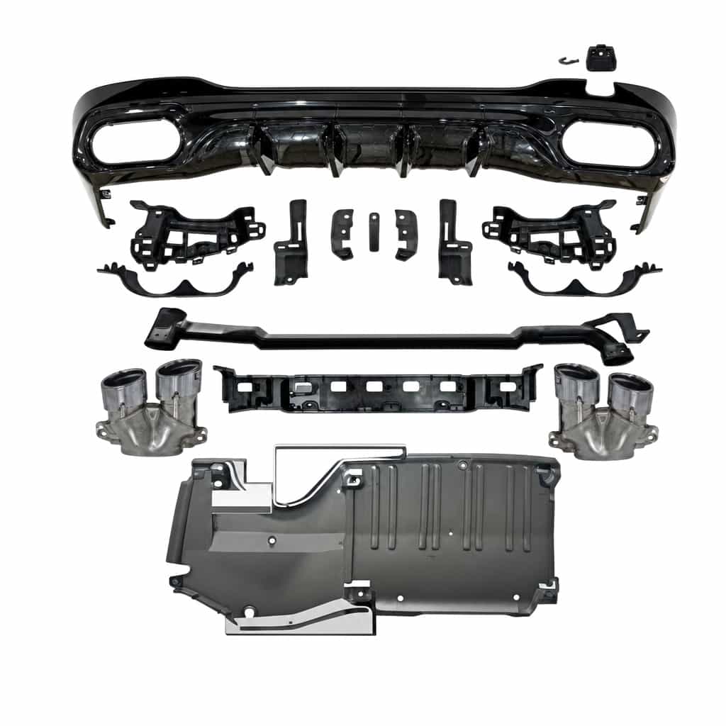 Vicrez AMG Rear Diffuser with Silver Tips vz106188 | Mercedes-Benz C Class C43 2021-2026