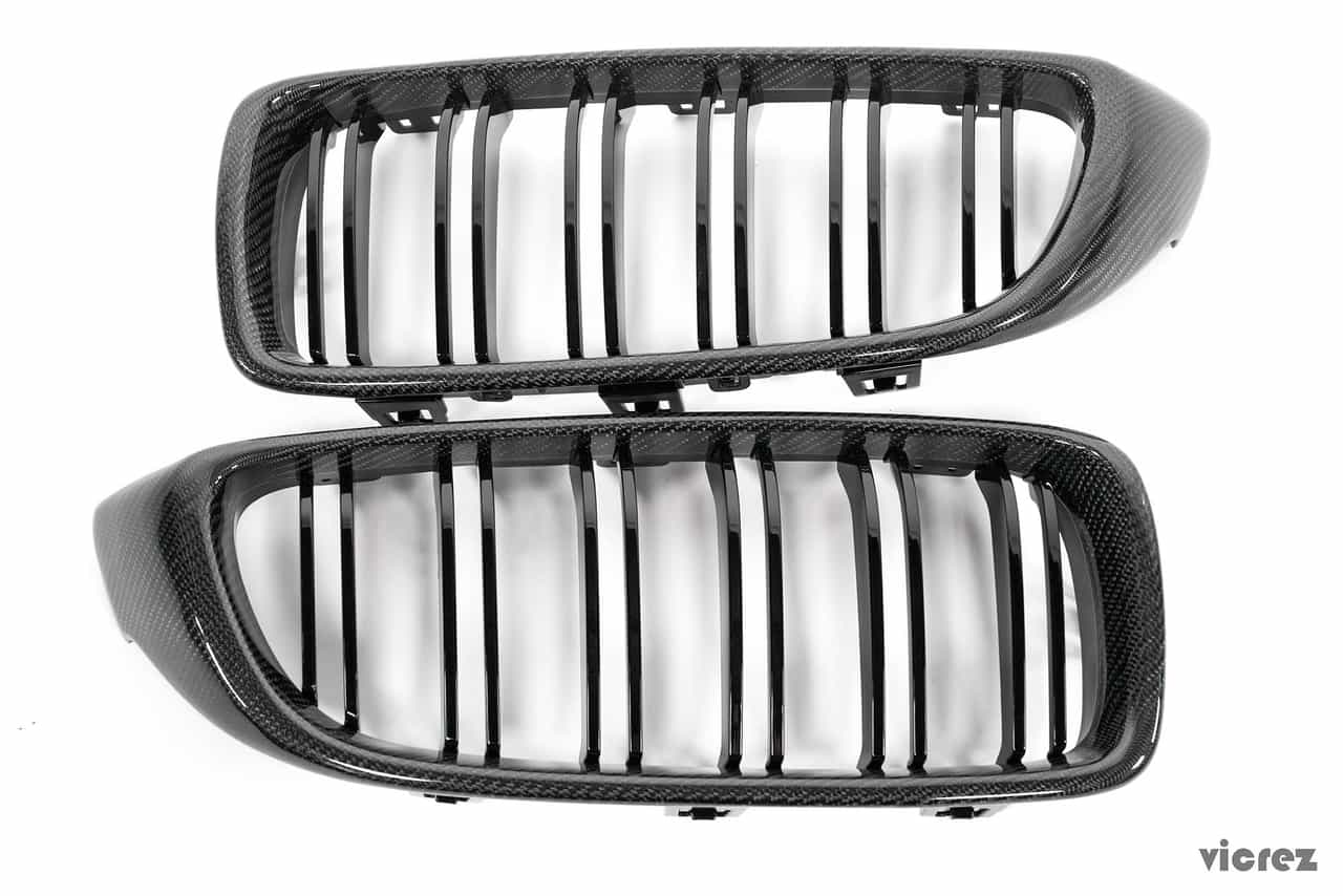 Vicrez Carbon Fiber Kidney Grille vz100381 | BMW 4 Series/ M4 F82 F83/ M3 F80 2014-2019