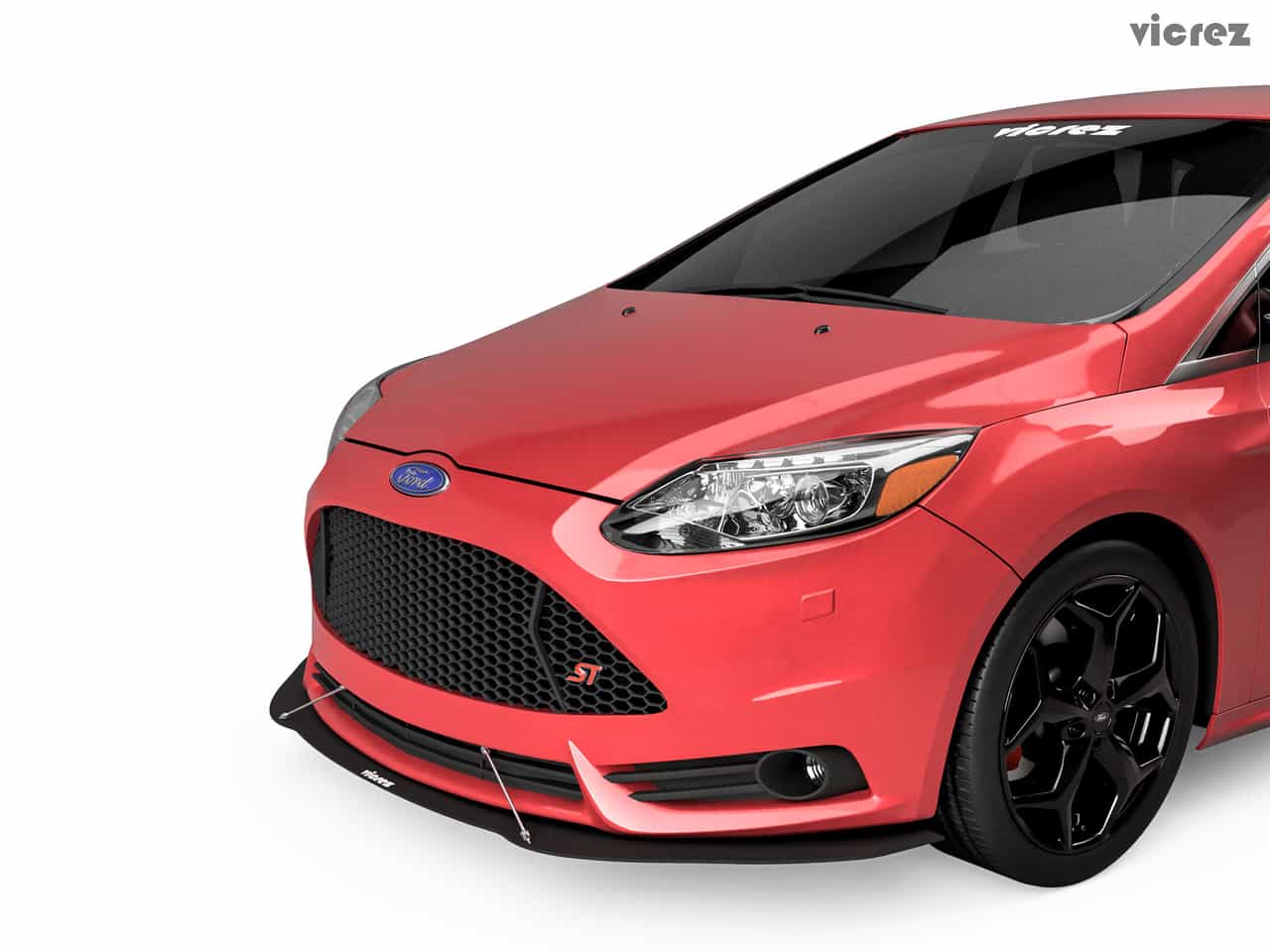 Vicrez Front Splitter V Style vz101079 | Ford Focus ST 2011-2014
