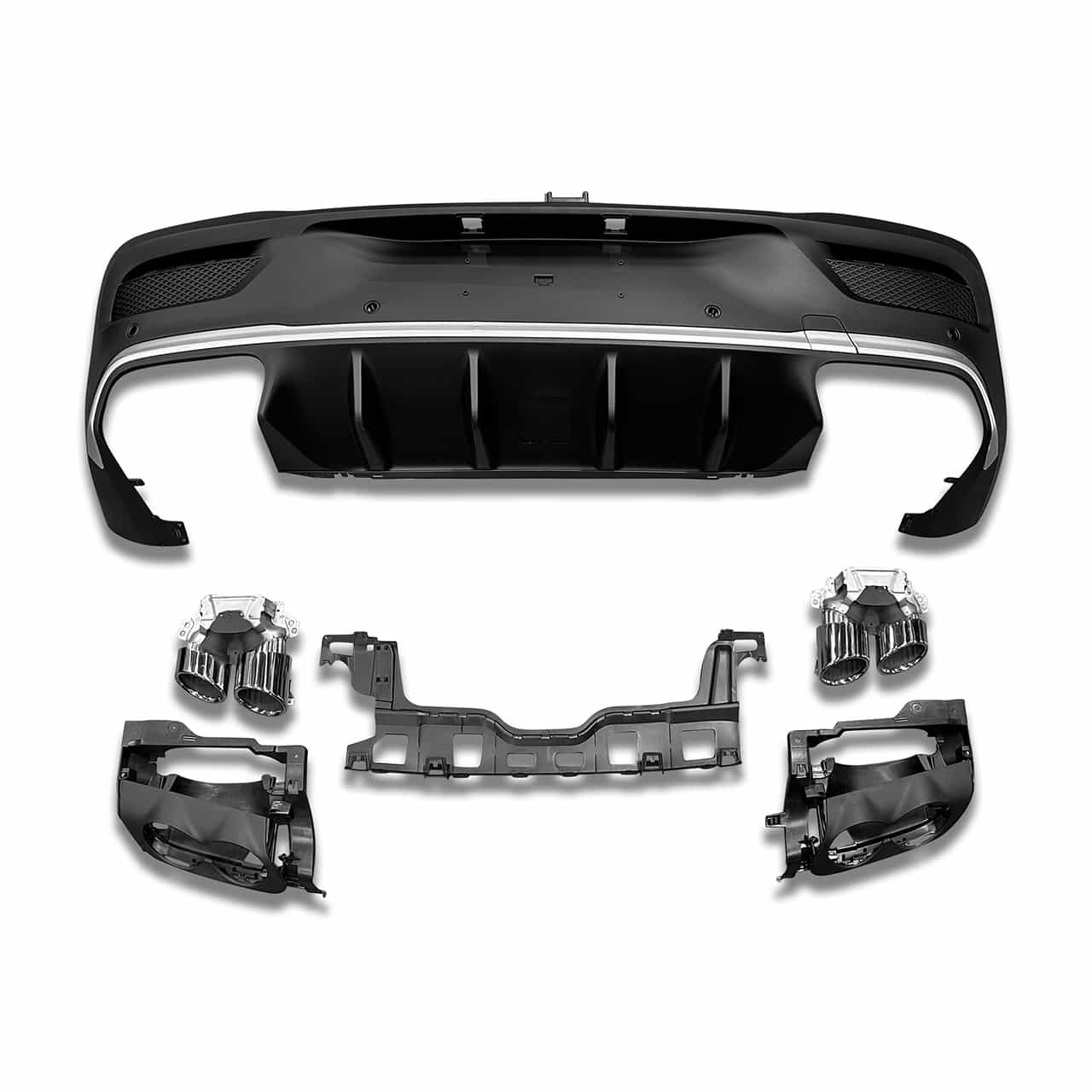 Vicrez GLE53 Coupe Rear Diffuser With Tips Sliver vz106393 | Mercedes-Benz GLE Class C167 2020-2026