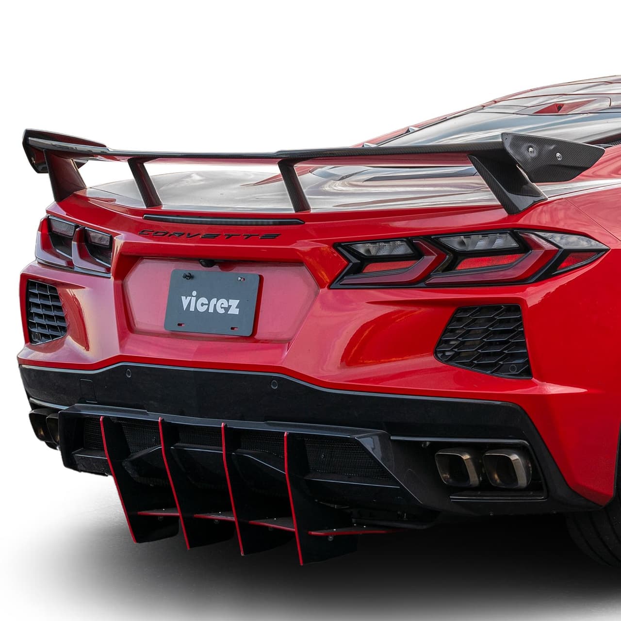 Vicrez High Wing Carbon Fiber Rear Spoiler vz102208 | Chevrolet Corvette C8 2020-2026
