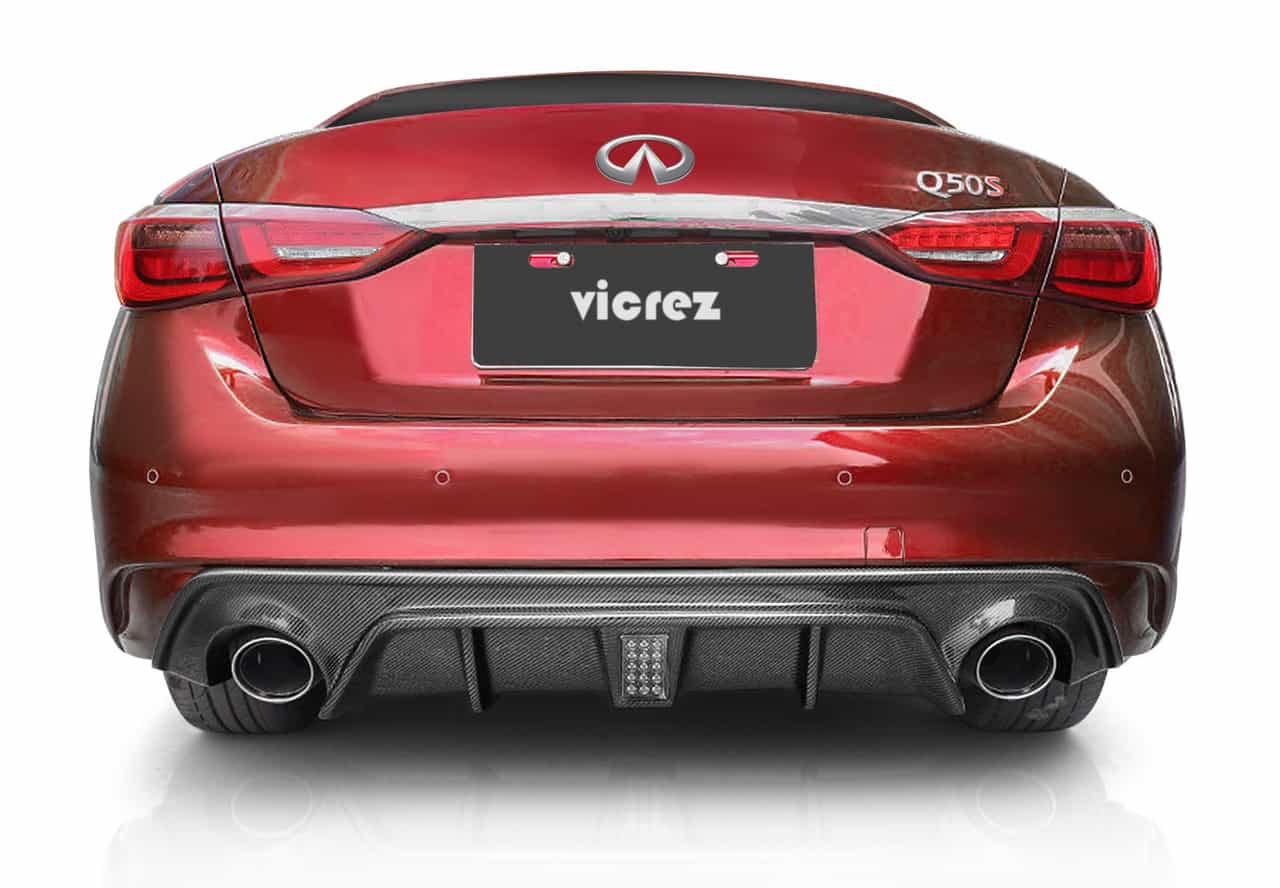 Vicrez Ldz Style Carbon Fiber Rear Diffuser vz101067 | Infiniti Q50 2018-2021
