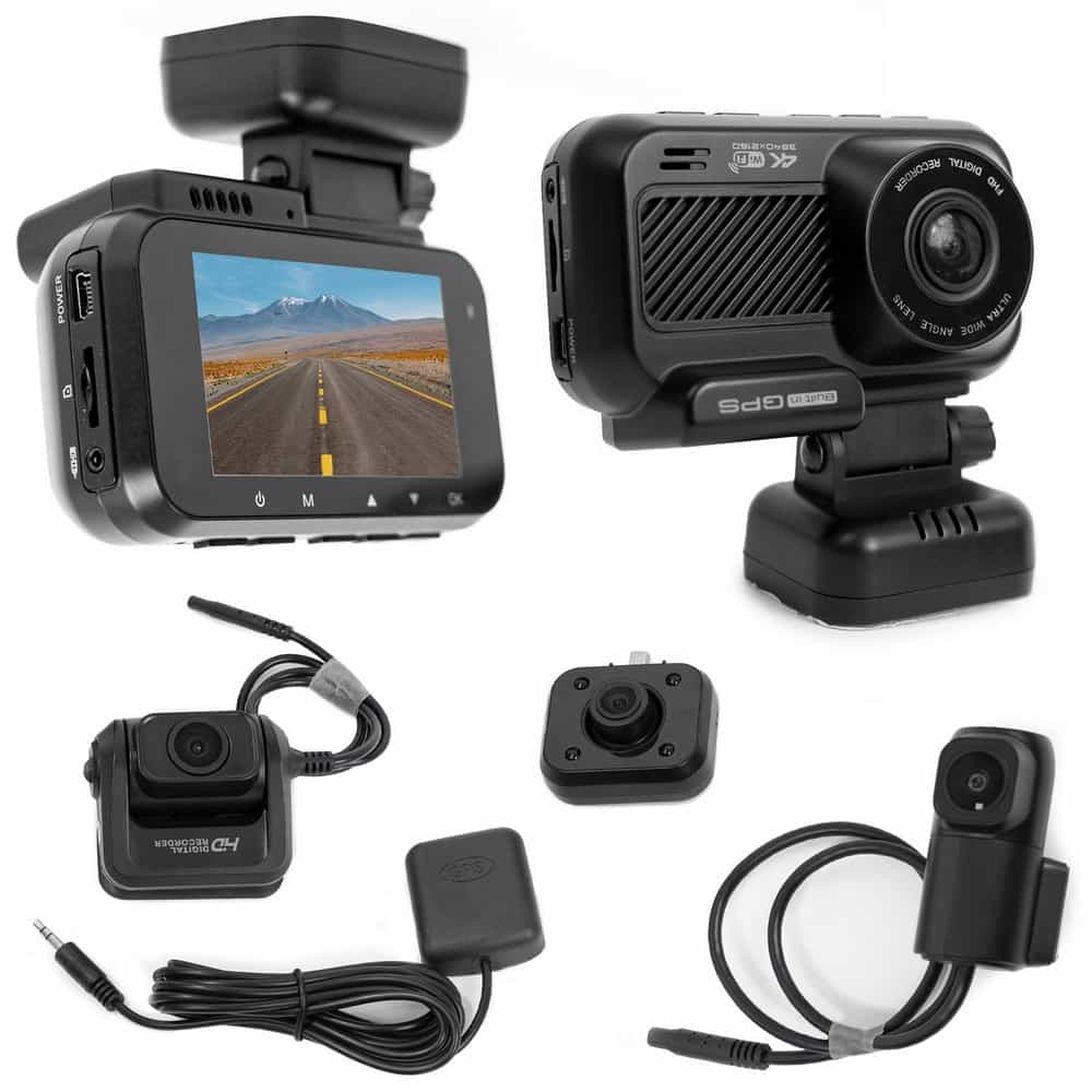 Vicrez Iris vzi101 Dash car cam w/ triple front, inside, and rear cameras, 4K, WiFi, GPS, and G-Sensor