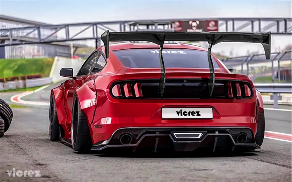 Vicrez Track Carbon Fiber Rear Wing Spoiler vz101479 | Ford Mustang 2015-2023