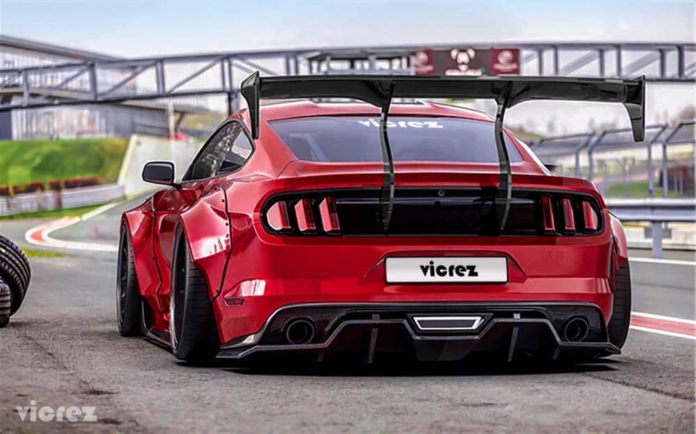 Vicrez Track Carbon Fiber Rear Wing Spoiler vz101479 | Ford Mustang 2015-2023