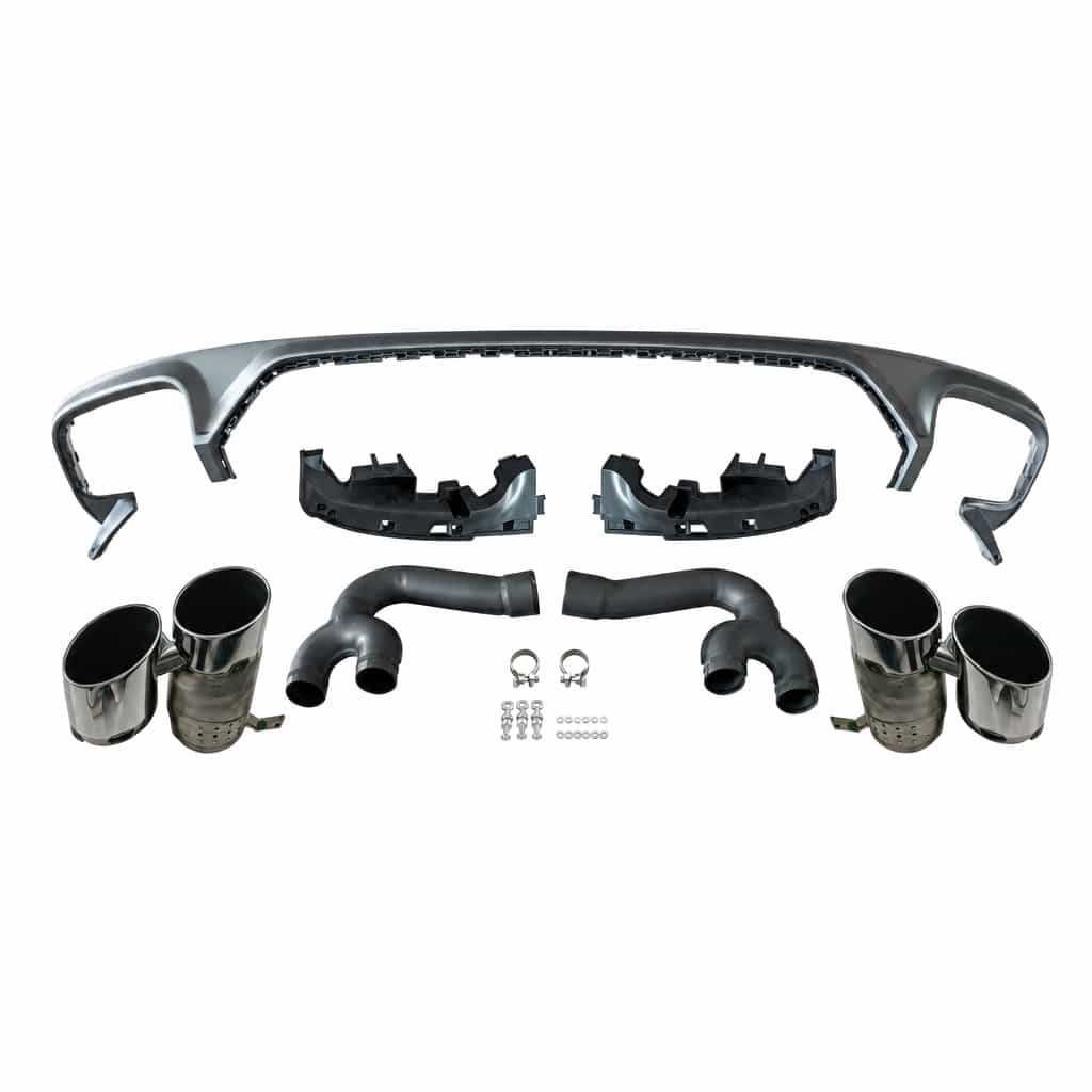Vicrez SQ8 Silver Rear Diffuser With Silver Tips vz105493 | Audi Q8 2019-2023