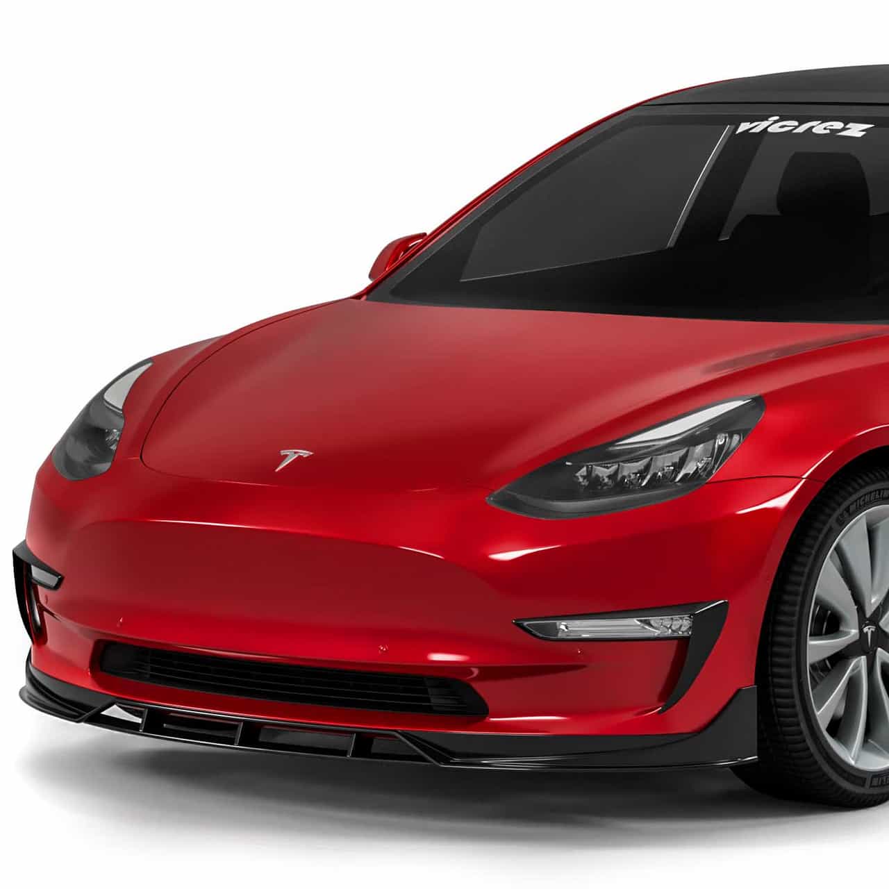 Vicrez V3R Style Front Lip vz102327 | Tesla Model 3 2016-2022