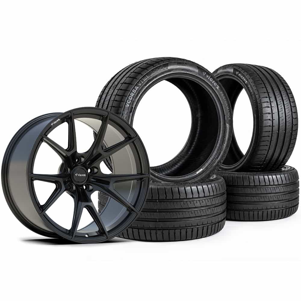 20x11 VFS190 Matte Black Staggered Wheels & Vicrez Performance VCORSA 305/35ZR20 & 315/35ZR20 All Season VT101 Tire Package vzn125233 | Chrysler 300 / 300C / SRT8 2005-2023