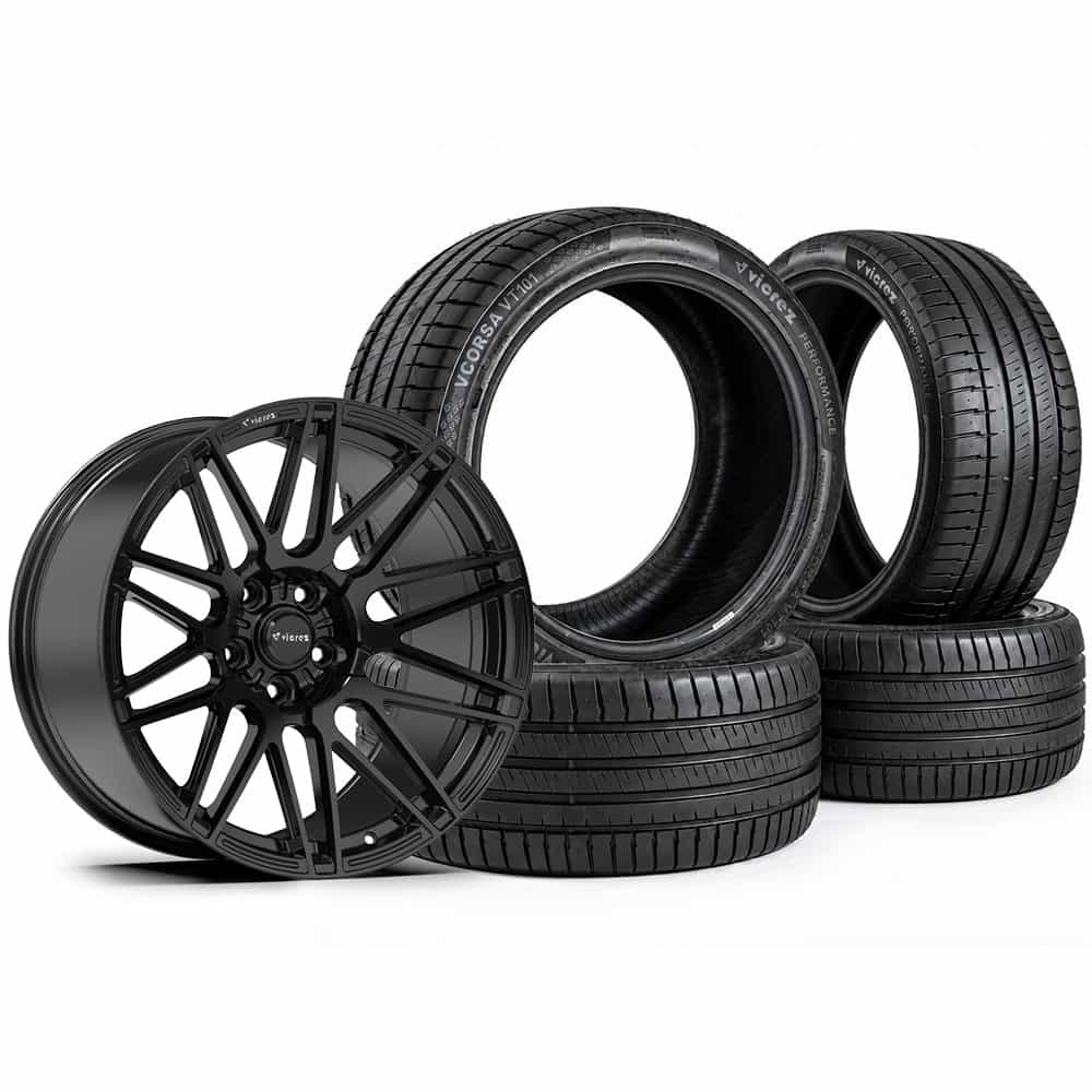 20x11 VFS200 Matte Black Staggered Wheels & Vicrez Performance VCORSA 305/35ZR20 & 315/35ZR20 All Season VT101 Tire Package vzn125341 | Chrysler 300 / 300C / SRT8 2005-2023