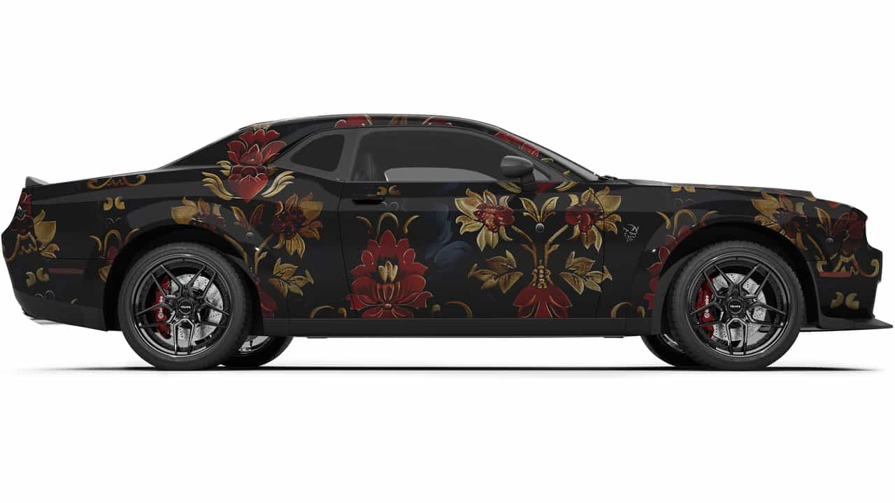 Vicrez Vinyl Car Wrap Film vzv10917 Burgundy Floral Pattern