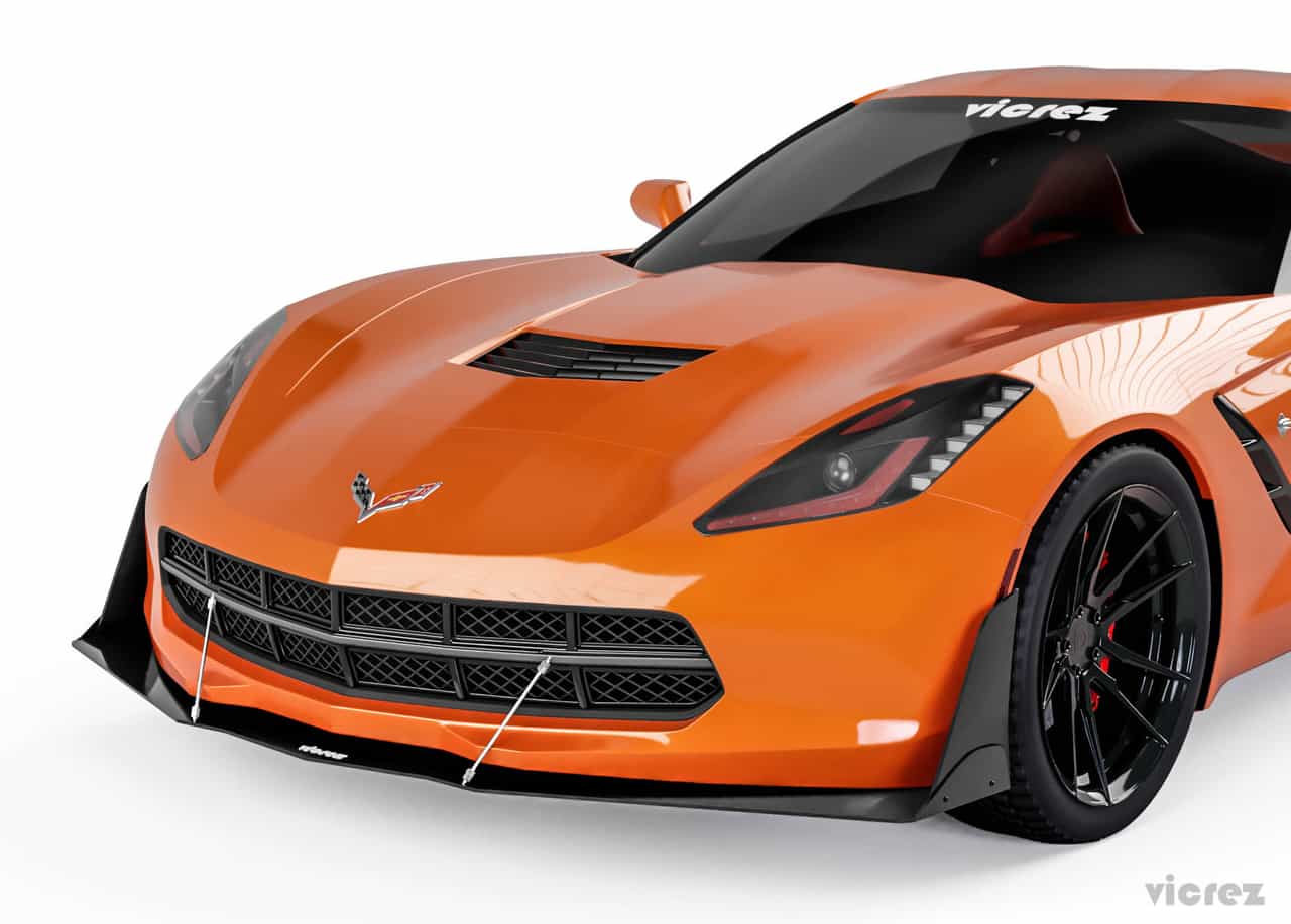 Vicrez VZR1 Front Bumper Splitter vz101427 | Chevrolet Corvette C7 2014-2019
