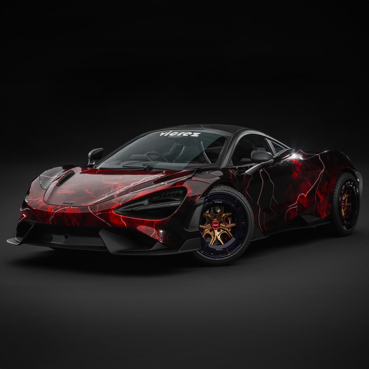 Vicrez Vinyl Car Wrap Film vzv10862 Red Lightning Fire Pattern
