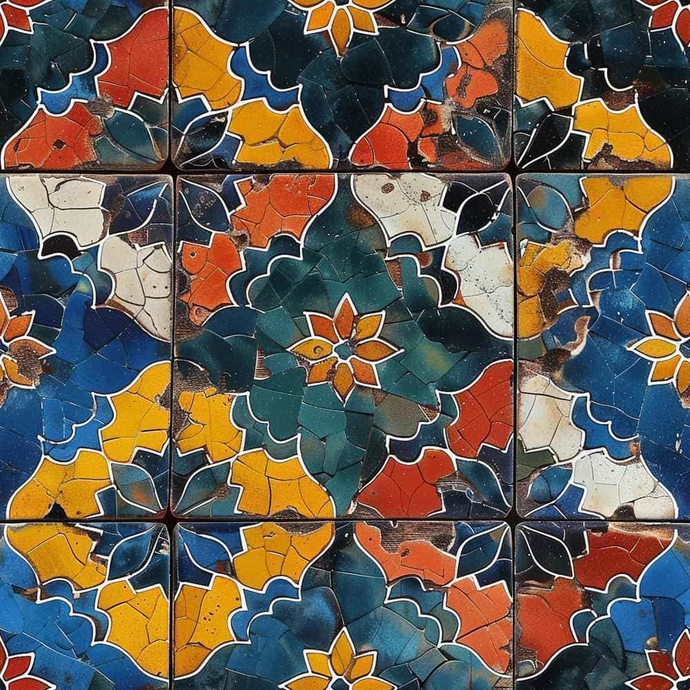 Vicrez Vinyl Decor vzv10958 Moroccan Tile Red Multi Color 5ft x 59ft (Full Roll)