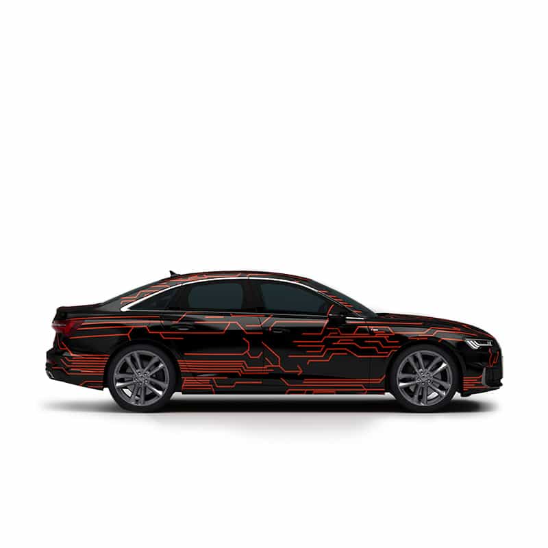 Vicrez Vinyl Car Wrap Film vzv10837 Black Red Circuit Board Pattern