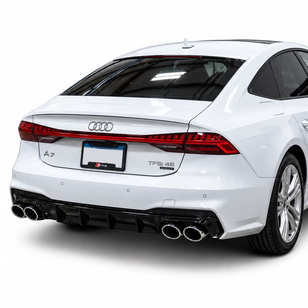 Vicrez S7 Rear Diffuser With Stainless Silver vz105463 | Audi A7 S-line 2019-2026