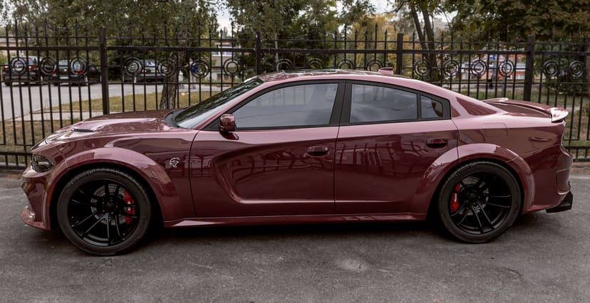 Red Octane Dodge Charger Widebody x Hellcat Widebody Style Matte Black Wheel