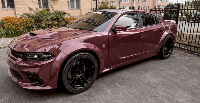 Red Octane Dodge Charger Widebody x Hellcat Widebody Style Matte Black Wheel