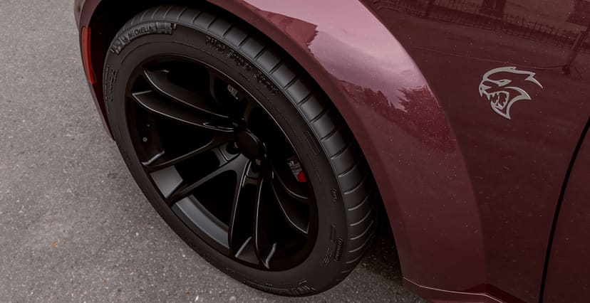 Red Octane Dodge Charger Widebody x Hellcat Widebody Style Matte Black Wheel