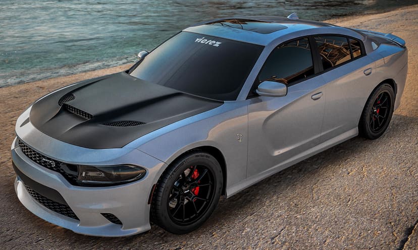 Purple Dodge Charger Widebody x Redeye Demon Style Matte Black Wheel