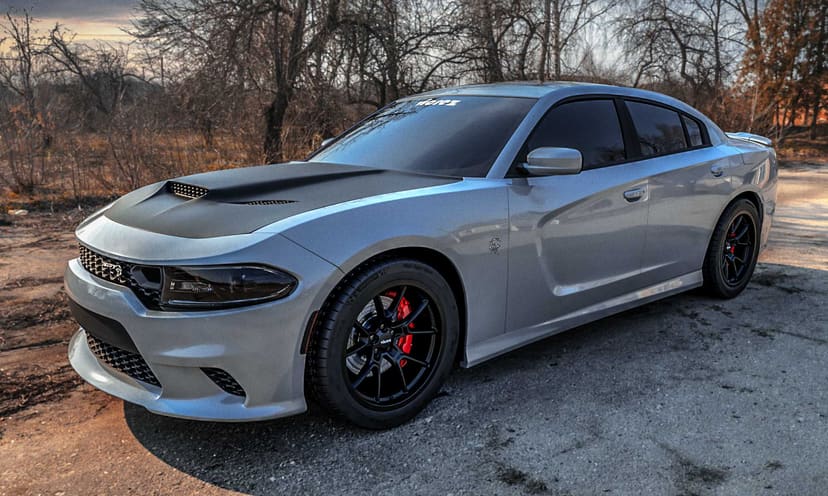 Purple Dodge Charger Widebody x Redeye Demon Style Matte Black Wheel