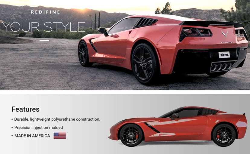 Vicrez Chevrolet Corvette C7 2014-2019 LV Polyurethane Quarter Window Louvers vz100956