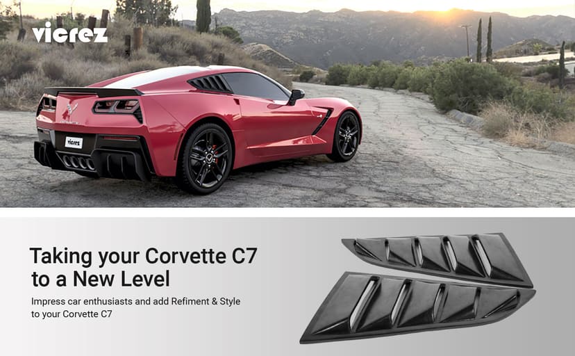 Vicrez Chevrolet Corvette C7 2014-2019 LV Polyurethane Quarter Window Louvers vz100956