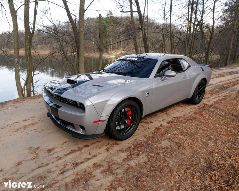 Gray Dodge Challenger x Vicrez Wide Body Fender Flares vz101488