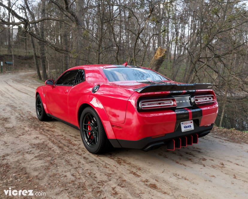 Red Dodge Challenger x Vicrez Wide Body Fender Flares vz101488