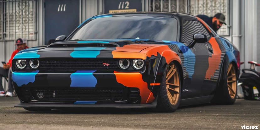 Camouflage Dodge Challenger x Vicrez Wide Body Fender Flares vz101488