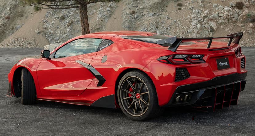 Vicrez High Wing Forged Carbon Fiber Rear Spoiler vz102208-FCF | Chevrolet Corvette C8 2020-2026
