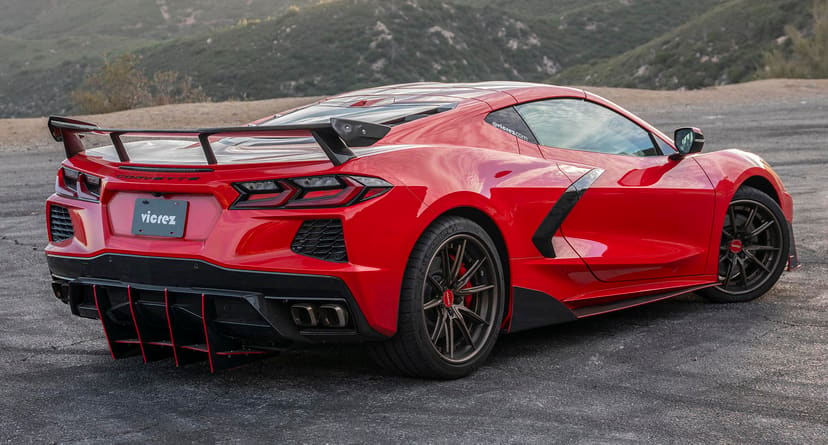 Vicrez High Wing Forged Carbon Fiber Rear Spoiler vz102208-FCF | Chevrolet Corvette C8 2020-2026