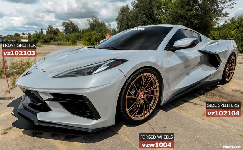 Vicrez VZR1 Front Bumper Lip Splitter vz101671 | Chevrolet Covette C8 2020-2021