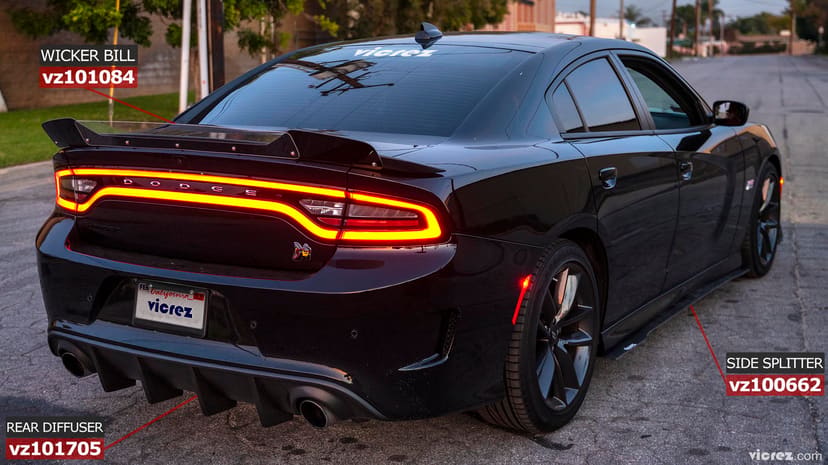 Vicrez V3R Front Splitter vz102291 | Dodge Charger SRT, Scat Pack 2015-2021
