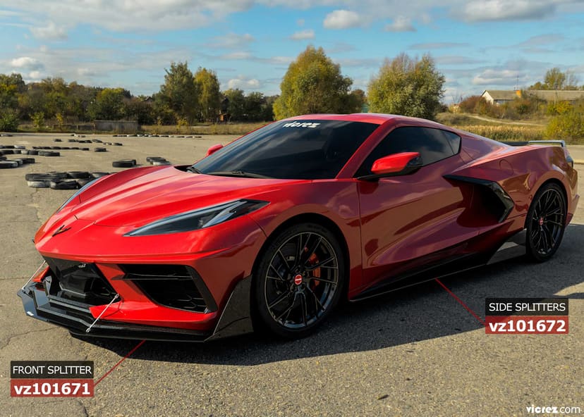 Vicrez VZR1 Front Bumper Lip Splitter vz101671 | Chevrolet Corvette C8 2020-2021