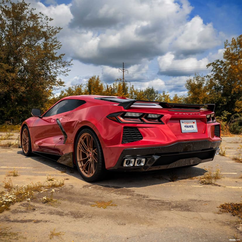 Vicrez Z51 Gloss 2x2 Twill Weave Carbon Fiber Rear Spoiler vz102107 | Chevrolet Corvette C8 2020-2021