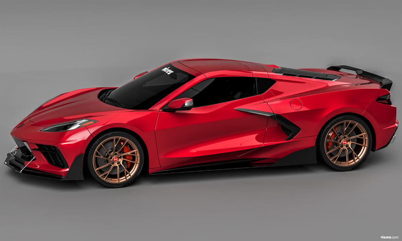Vicrez Z51 Gloss 2x2 Twill Weave Carbon Fiber Rear Spoiler vz102107 | Chevrolet Corvette C8 2020-2021