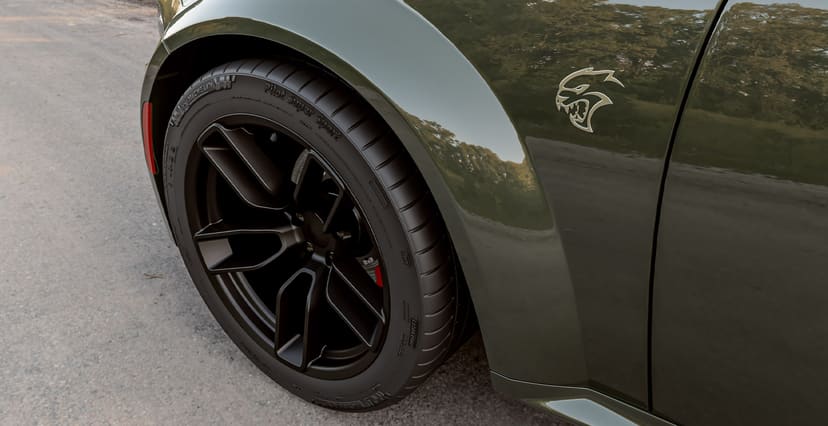 Green Dodge Charger Widebody x Hellcat Redeye Style Widebody Matte Black Wheel

