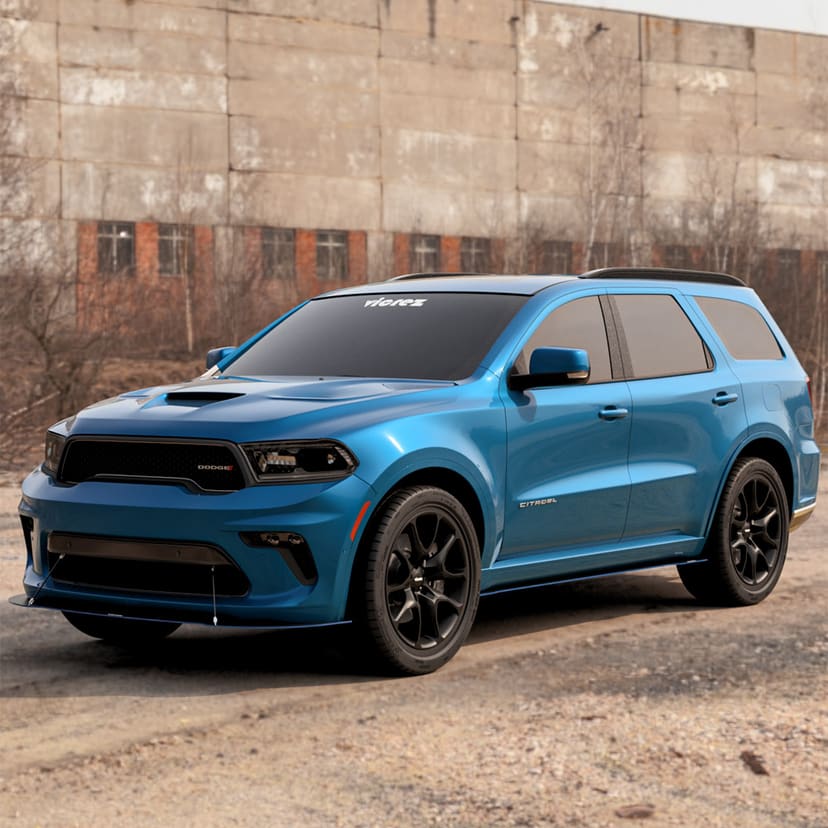 Blue Dodge Durango x Durango SRT Style Matte Black Wheel