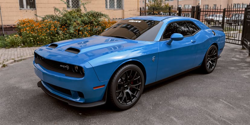 Blue Challenger x Hellcat Style Matte Black Wheel
