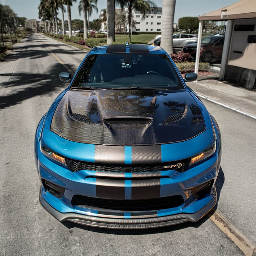  Vicrez Carbon Fiber Hellcat SRT Hood w/ Vent Scoop vz102503 | Dodge Charger 2015-2023