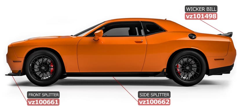 Vicrez Dodge Challenger SRT Hellcat 2015-2018 VZ Style Side Skirt Splitter vz100662
