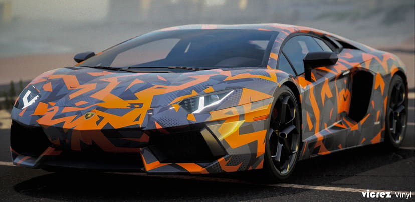 Vicrez Vinyl Car Wrap Film vzv10871 Orange Black Abstract Urban