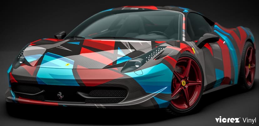 Vicrez Vinyl Car Wrap Film vzv10905 Tribal Red and Cyan Vibes