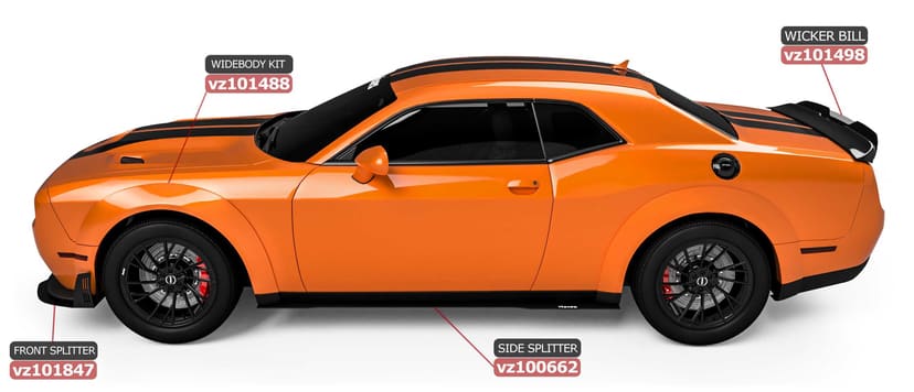 Vicrez Dodge Challenger SRT Hellcat 2015-2018 VZ Style Side Skirt Splitter vz100662