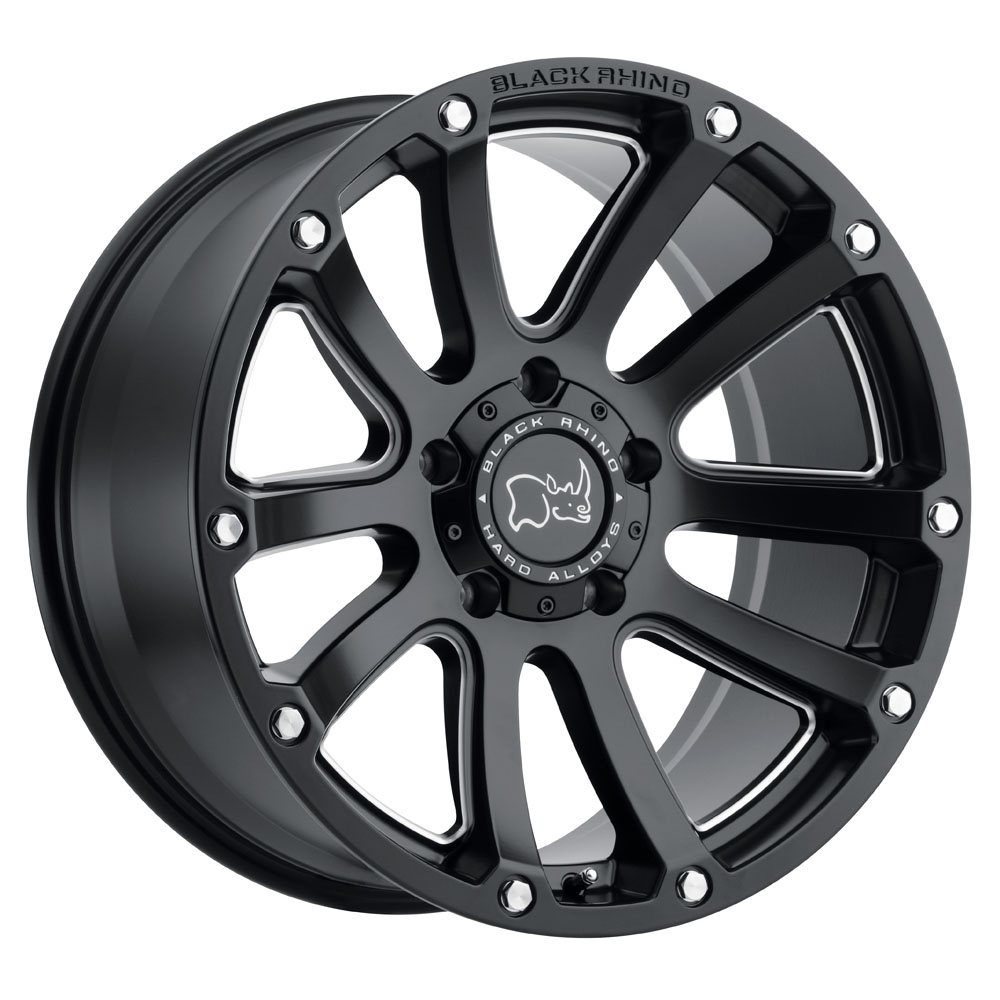 Black Rhino Highland Matte Black With Milled Spokes Wheel 18" x 9.5" | Ford F-150 2021-2023