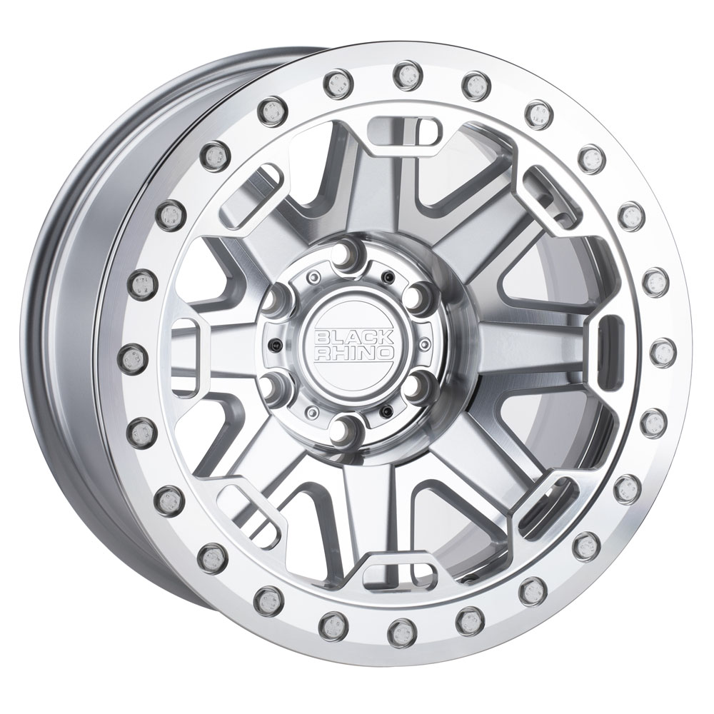 Black Rhino Rift Beadlock Silver With Mirror Face And Machined Ring Wheel 17" x 8.5" | Ford F-150 2021-2023