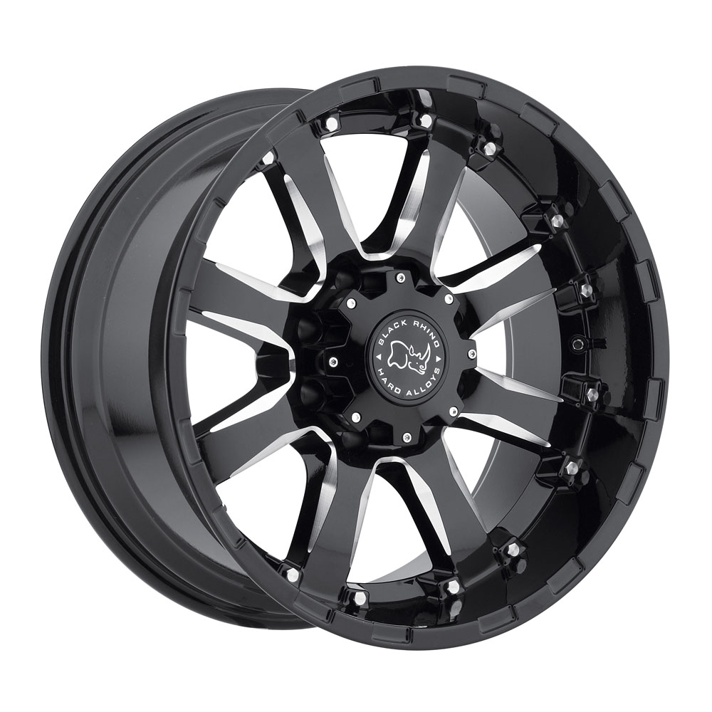 Black Rhino Sierra Gloss Black With Milled Spokes Wheel 20" x 9" | Ford F-150 2021-2023