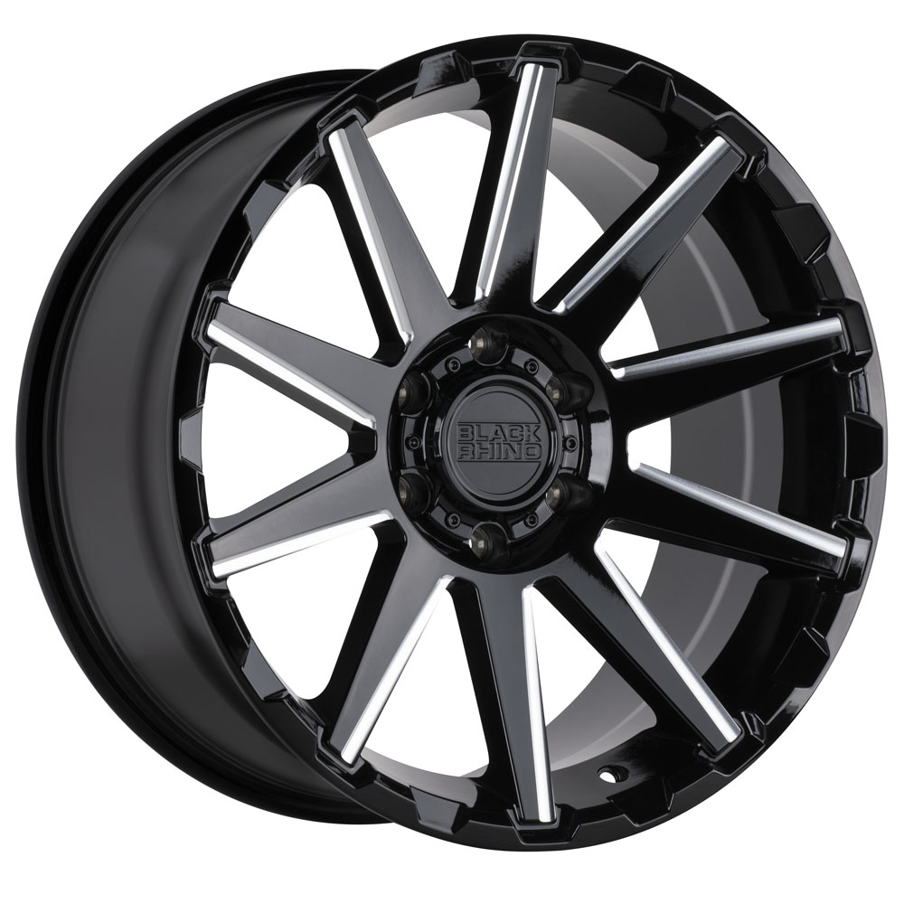 Black Rhino Typhoon Gloss Black With Milled Spokes Wheel 17" x 9.5" | Ford F-150 2021-2023